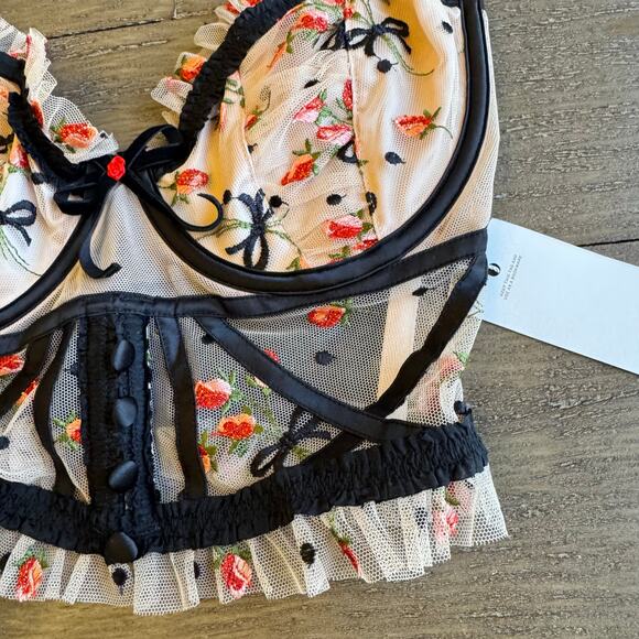 For Love & Lemons Lace Bow Corset Top NWT 32DD Coquette Renaissance Bustier Sexy - Picture 5 of 15